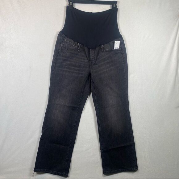Gap Maternity New With Tags Full Panel Crop Flair Black Jeans Size 28R - Picture 1 of 13